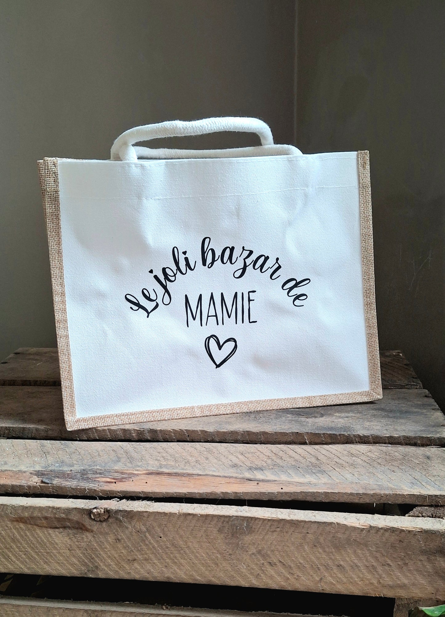 Cabas personnalisé « Le joli bazar de Mamie » – sac