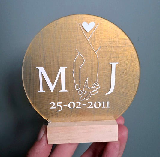 Décoration personnalisée couple – Initiales & date – Cadeau mariage ou anniversaire