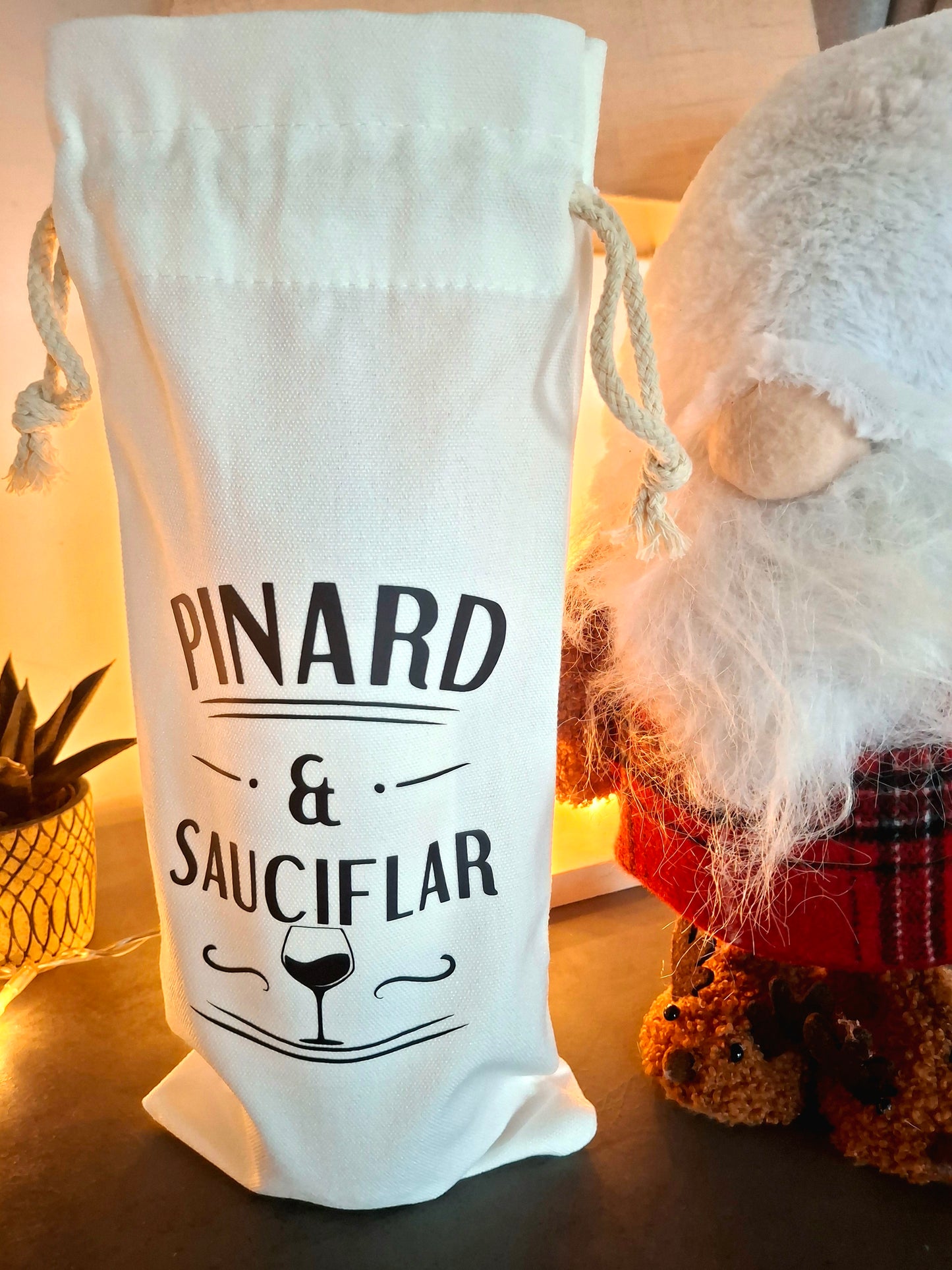 Sac à bouteille humour "PINARD ET SAUCIFLAR” – cadeau apéro entre amis | Ma Bulle Créative
