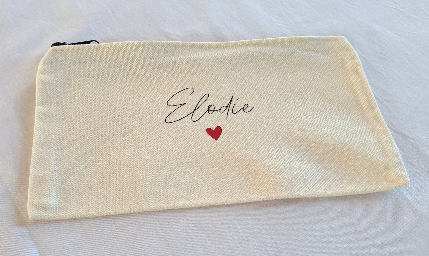 Pochette personnalisée prénom à offrir simple avec cœur