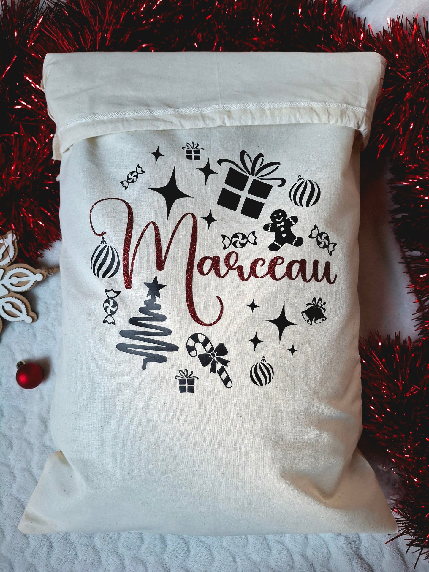 Hotte de Noël personnalisée – Livraison spéciale pour [prénom] – Sac cadeau personnalisé