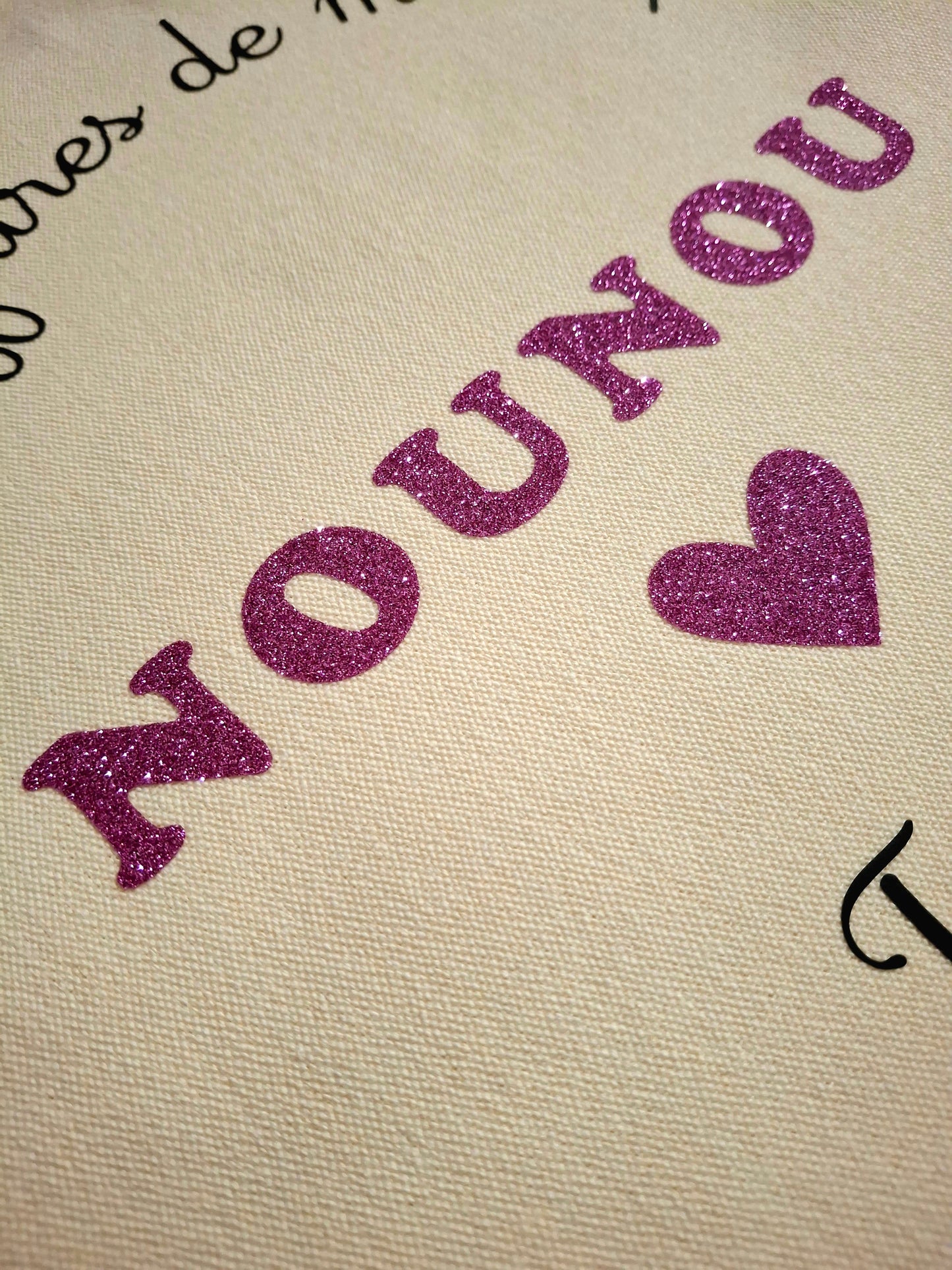 👜 Sac “Les affaires de ma super nounou” – Personnalisé avec cœur & prénom