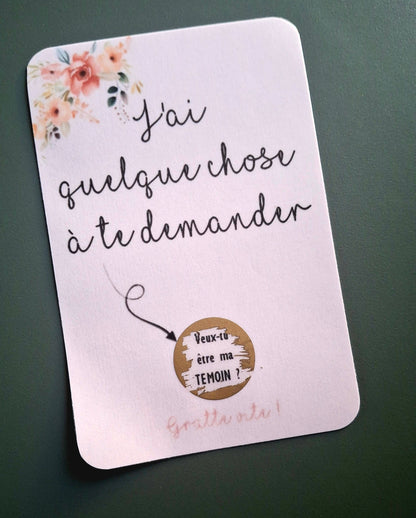 Lot de 2 cartes à gratter « Veux-tu être mon/ma témoin » – Mariage – Demande originale mariage