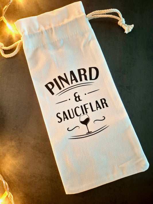 Sac à bouteille humour "PINARD ET SAUCIFLAR” – cadeau apéro entre amis | Ma Bulle Créative