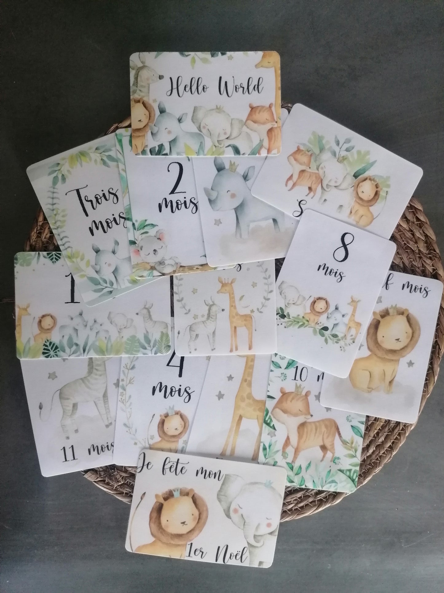 Cartes étapes bébé _ thème SAFARI