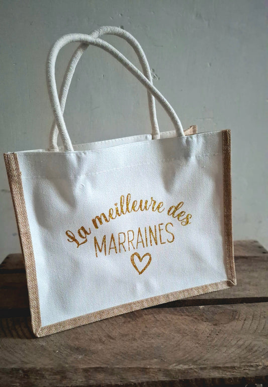 Sac cabas « La Meilleure Marraines » – Cadeau marraine – Tote-bag personnalisé