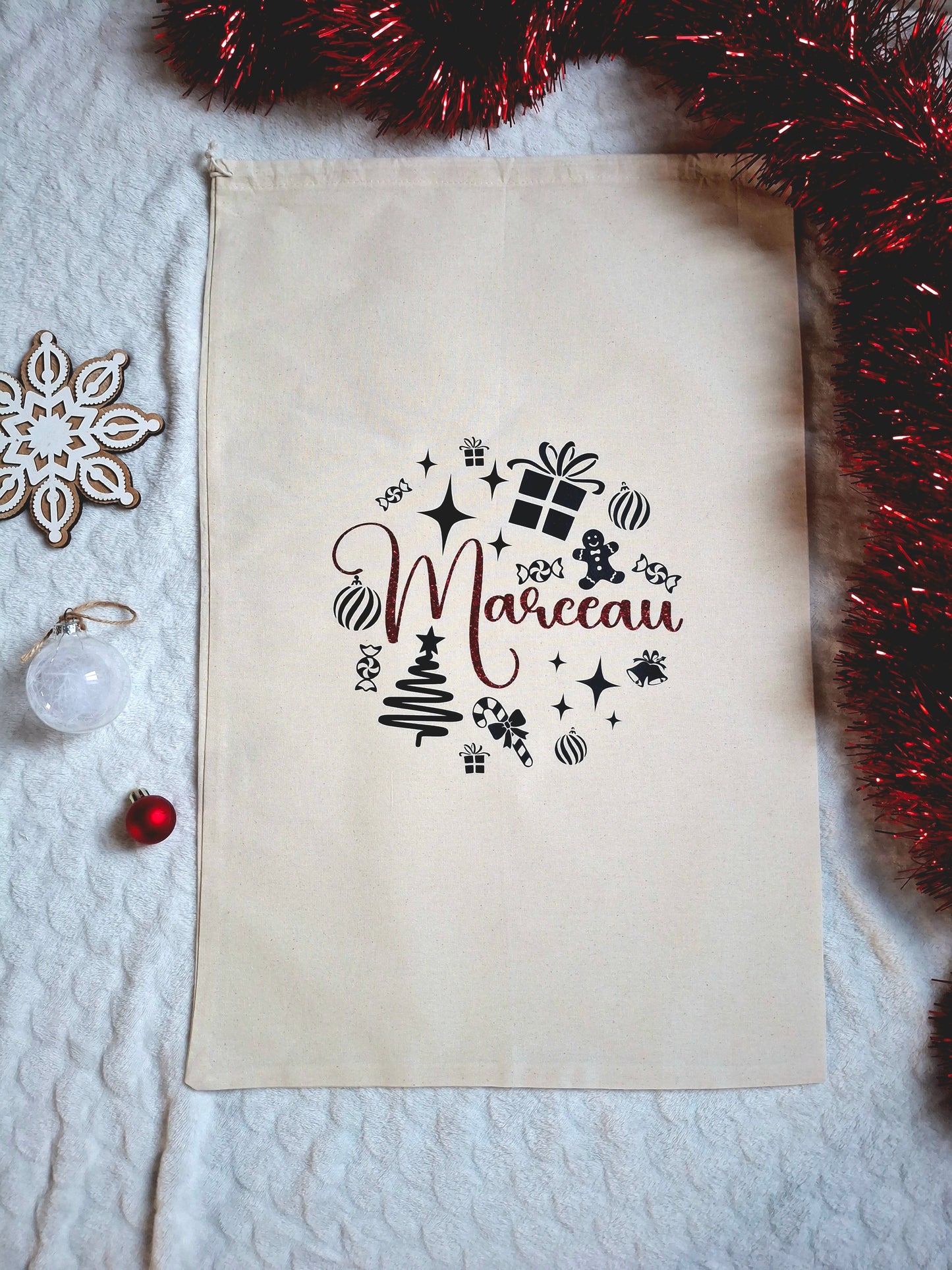 Hotte de Noël personnalisée – Livraison spéciale pour [prénom] – Sac cadeau personnalisé